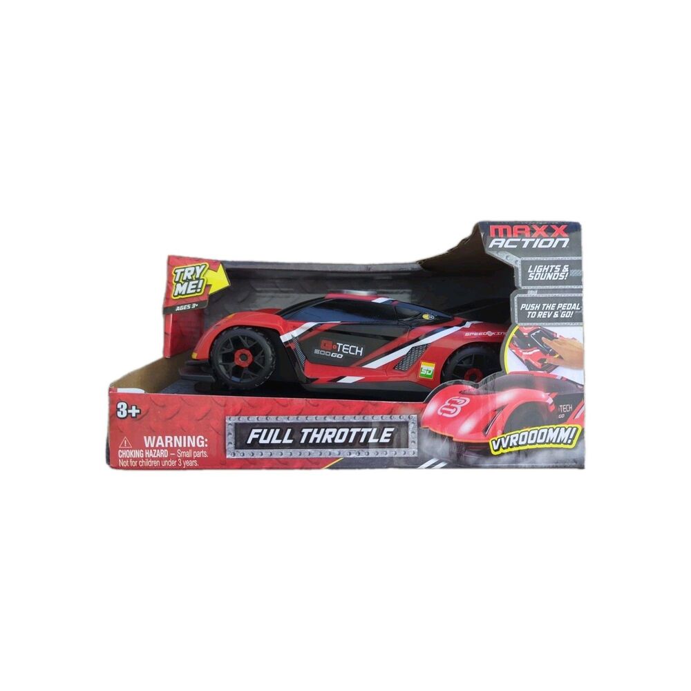 SUNNY DAYS Maxx Action Lights & Sounds Full Throttle Race Car Rev Go Red Black